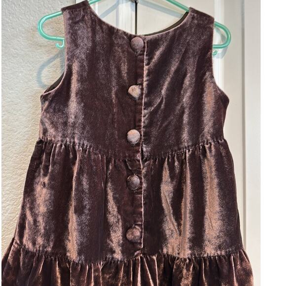 H&M chocolate brown silk blend velvet tired hi low dress size 4/5 formal special - Picture 7 of 8
